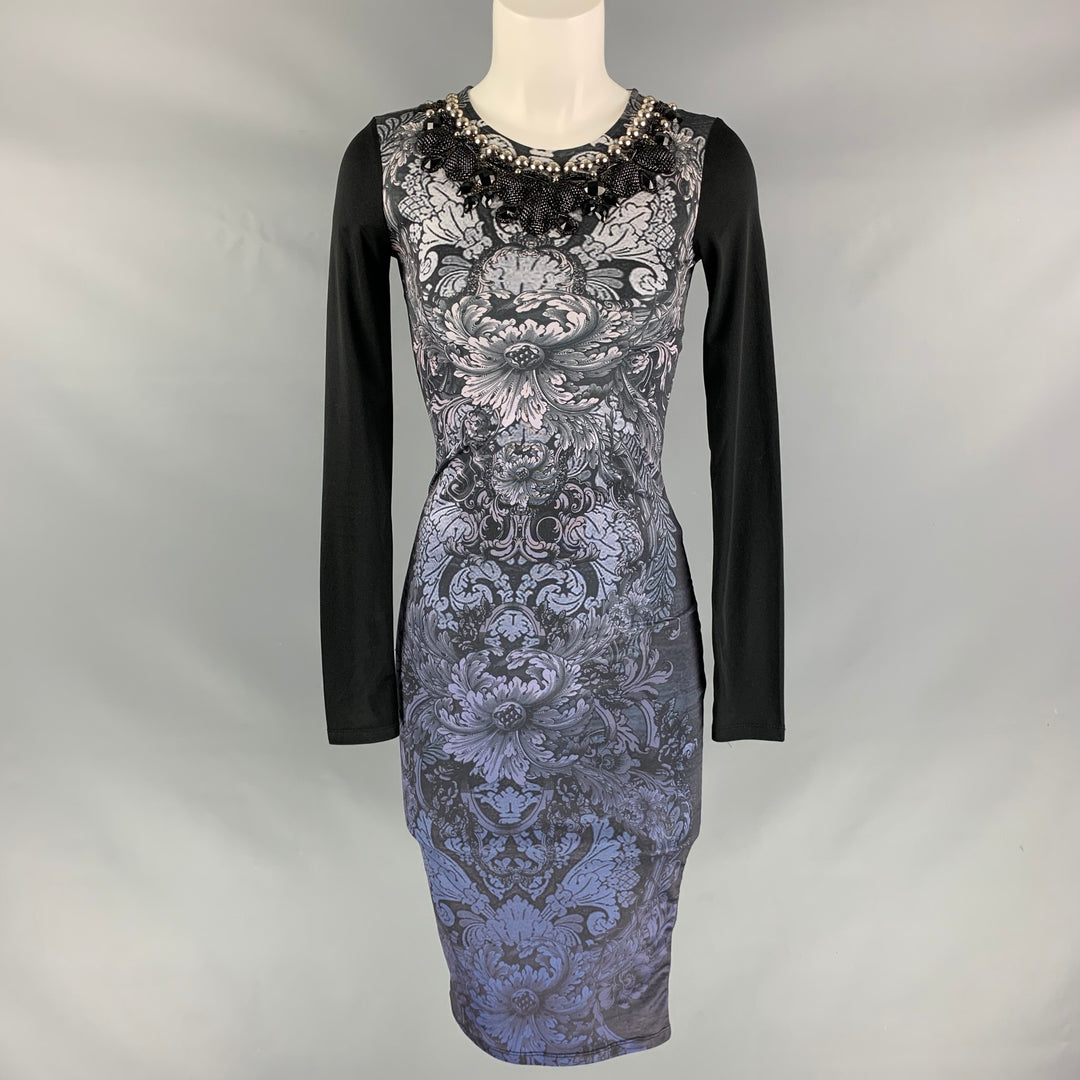 NEEDLE AND TREAD Size 2 Black Grey Polyester Abstract floral Dress