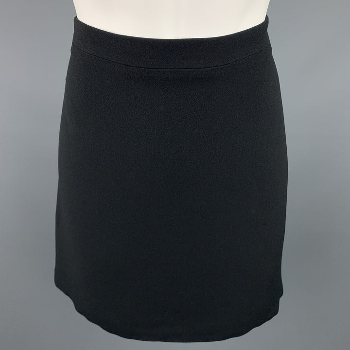 MIU MIU Size 8 Black Acetate / Viscose Side Slit A-Line Skirt