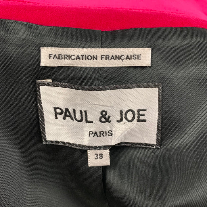 PAUL & JOE Size 6 Pink Black Cotton Velvet Peak Lapel Jacket