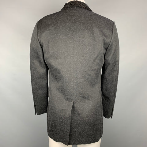 GIVENCHY Size 42 Charcoal & Black Heather Wool / Alpaca Peak Lapel Sport Coat