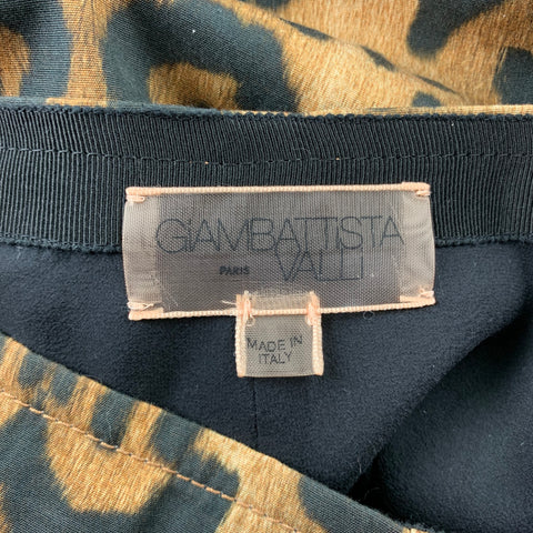 GIAMBATTISTA VALLI Size 4 Tan & Black Leopard Print Cotton Pencil Skirt