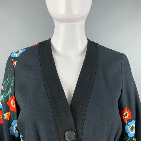 SONIA RYKIEL Talla 4 Vestido negro con broches florales de viscosa multicolor