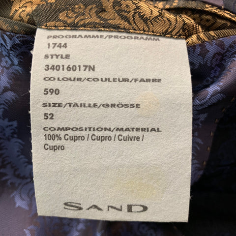 SAND Size 42 Navy Jacquard Cupro Notch Lapel Sport Coat