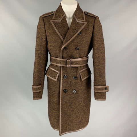 BURBERRY PRORSUM Fall 2011 Size 40 Brown Textured Virgin Wool / Alpaca Trench Coat