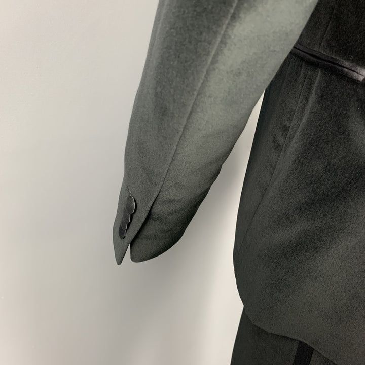 Z ZEGNA Size 40 Regular Black Cotton Velvet Peak Lapel Tuxedo Suit
