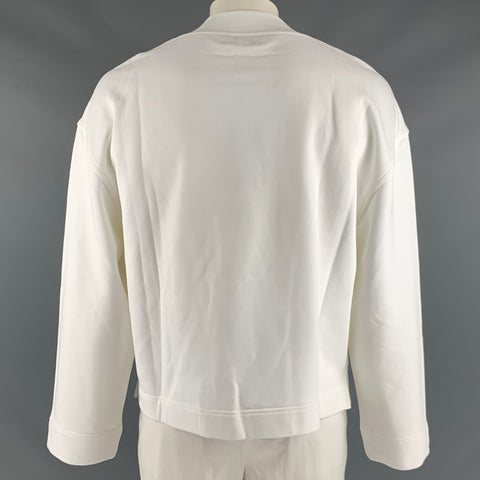 BURBERRY Size L White Solid Cotton Cropped Sweatshirt