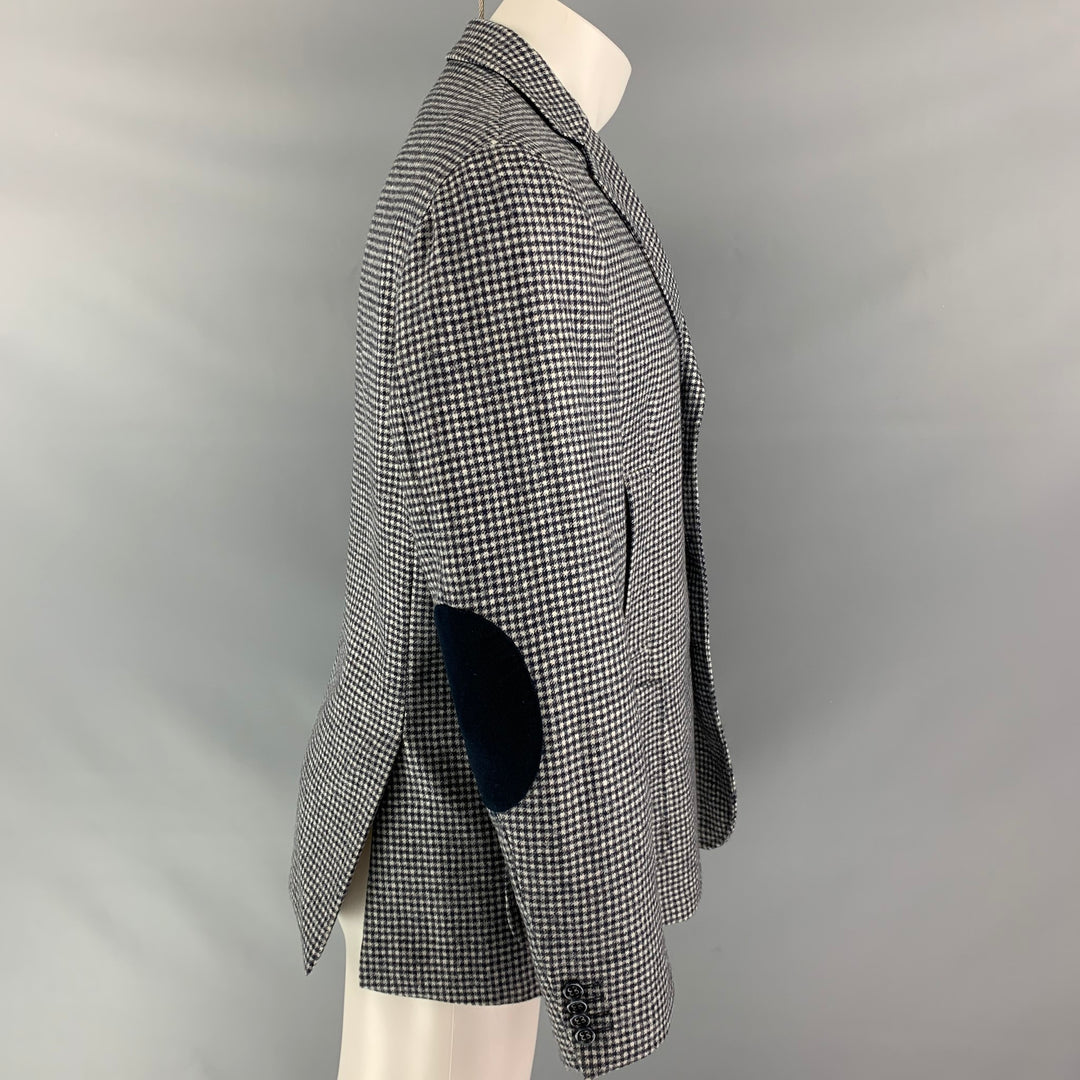 NEIMAN MARCUS Size 40 Wool Black & White Houndstooth Notch Lapel Sport Coat