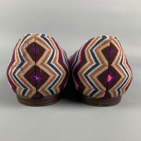 MISSONI Size 8 Multi-Color Fabric Zig Zag Bow Flats
