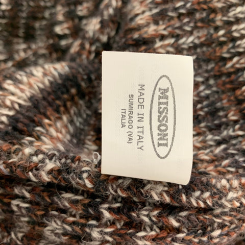 MISSONI Size L Brown Knitted Wool Toggle Closure Coat