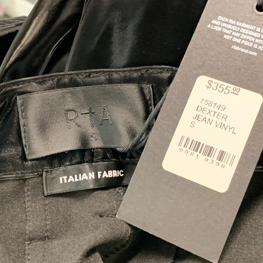 RtA Size S Black Solid Polyurethane Jean Cut Casual Pants – Sui