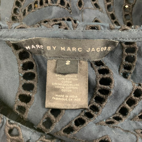 MARC by MARC JACOBS Blusa sin mangas con ojales de algodón azul marino talla 2
