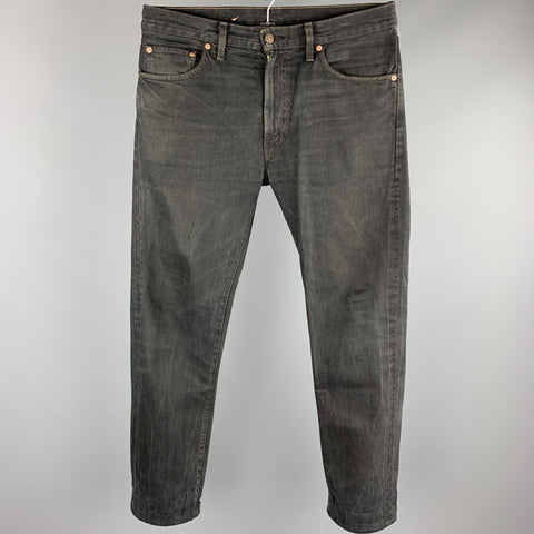 LEVI'S VINTAGE CLOTHING Size 33 Black Contrast Stitch Denim Zip Fly Jeans