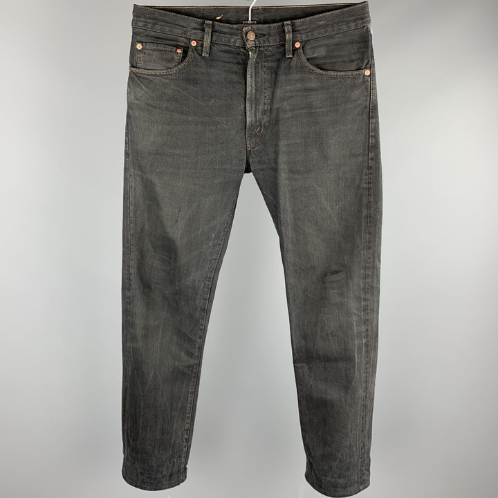 LEVI'S VINTAGE CLOTHING Taille 33 Noir Contrast Stitch Denim Zip Fly Jeans