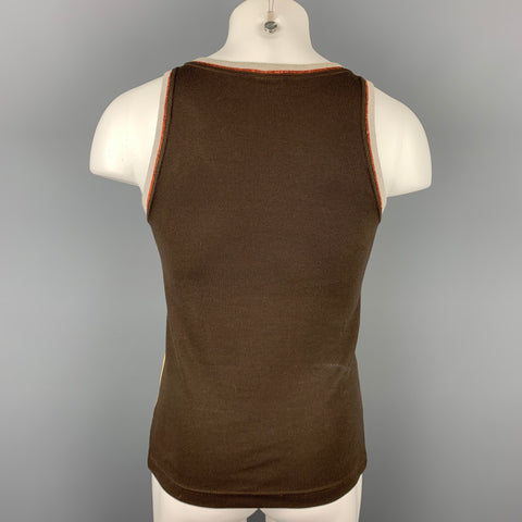 D&G by DOLCE & GABBANA Size S Gold & Brown Graphic Leather Tank Top