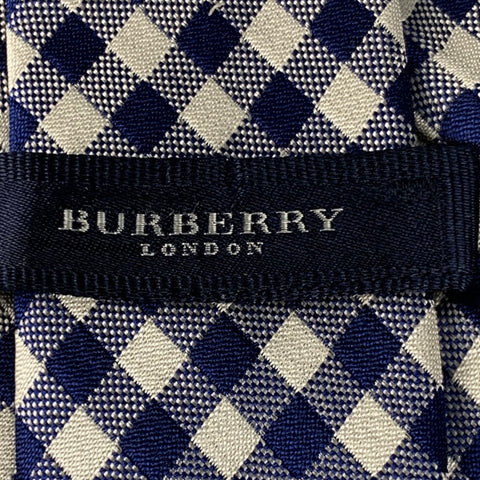 BURBERRY LONDON Corbata de seda a cuadros color crema azul marino