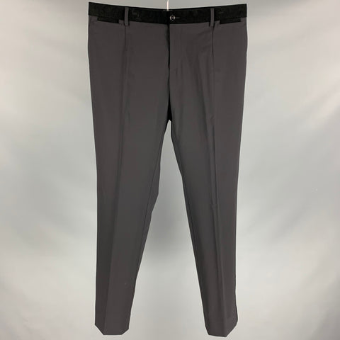 DOLCE & GABBANA Size 34 Black Wool Blend Tuxedo Dress Pants