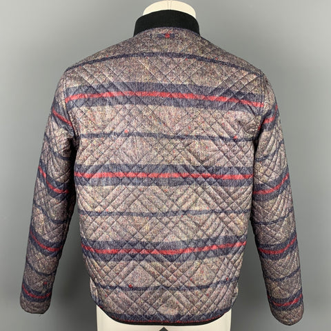 LEVI'S Size L Blue & Red Plaid Quilted Nylon Buttoned Jacket