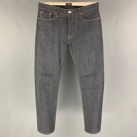CIVILIANAIRE Size 33 Navy Contrast Stitch Selvedge Denim Jeans