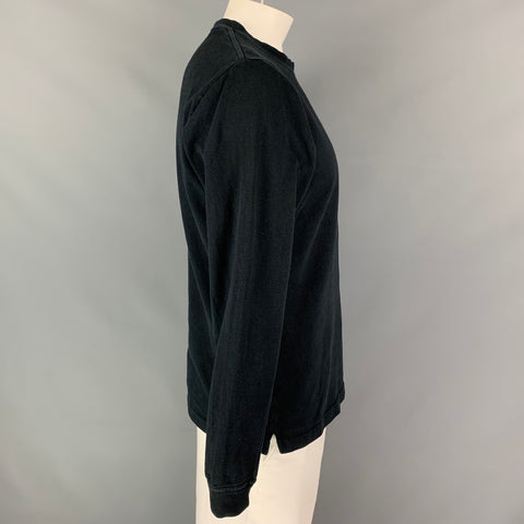 STONE ISLAND Size L Black Cotton Long Sleeve T-shirt