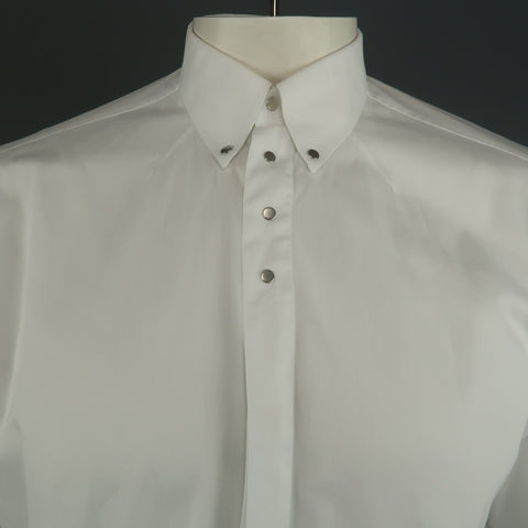 GIVENCHY Camisa de manga larga con botones de algodón liso blanco talla M
