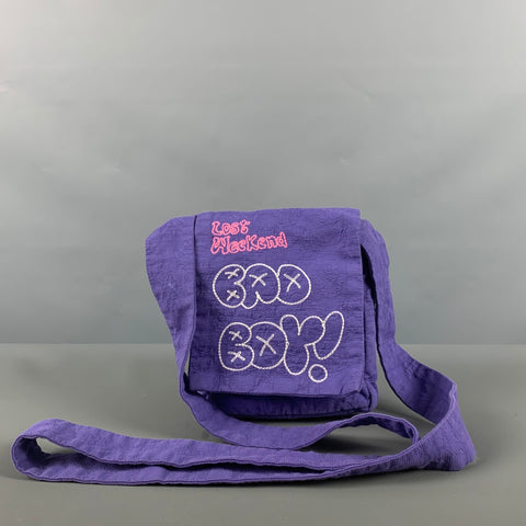 BERNHARD WILLHELM Purple Cream Embroidered Mini Handbag