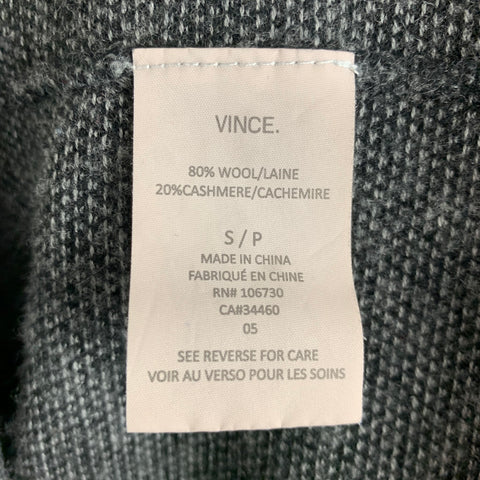 VINCE Jersey Henley de lana/cachemira con cabeza de clavo gris y negro talla S