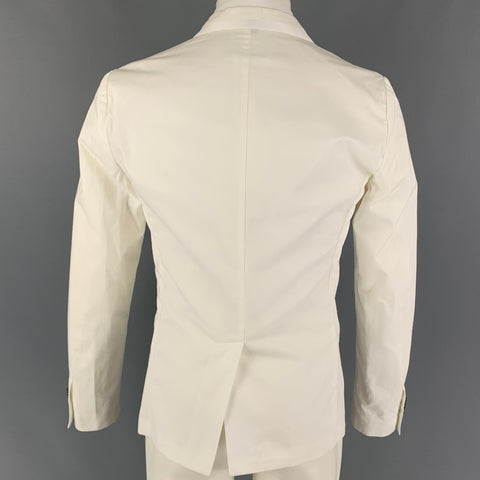 JUST CAVALLI Size 38 White Cotton Peak Lapel Sport Coat