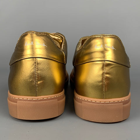 PAUL SMITH Size 9 Gold  Leather Lace Up Sneakers