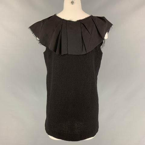 MARNI Size 8 Black Wool &  Nylon Sleeveless Blouse