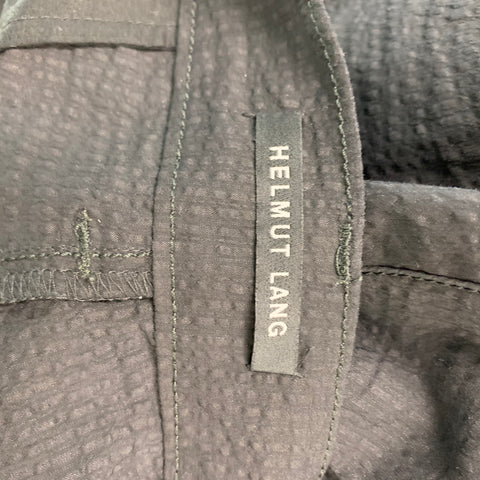 HELMUT LANG Size 30 Black Seersucker Elastane Blend Flat Front Casual Pants