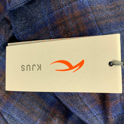 KJUS Size 42 Navy Gray Orange Plaid Wool Cashmere Jacket