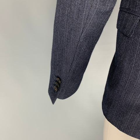 BURBERRY PRORSUM Size 40 Navy Stripe Wool Notch Lapel Sport Coat