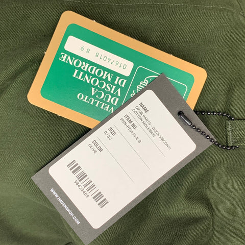 HAVEN Size L Green Solid Cotton Zip Fly Casual Pants