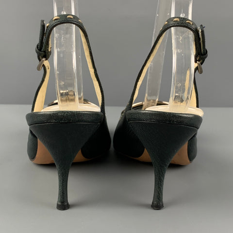 Zapatos de tacón con hebilla de cuero azul marino PRADA Talla 7