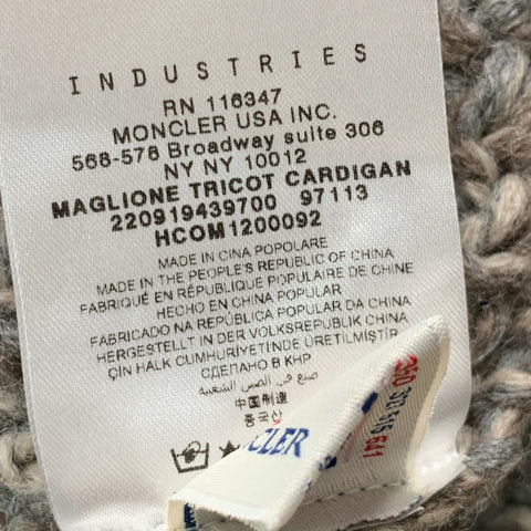 MONCLER Size S Grey Oatmeal Knitted Buttoned Jacket