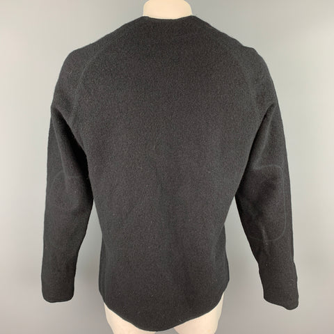 RYAN ROBERTS Size XL Black Textured Wool V-Neck Sweater
