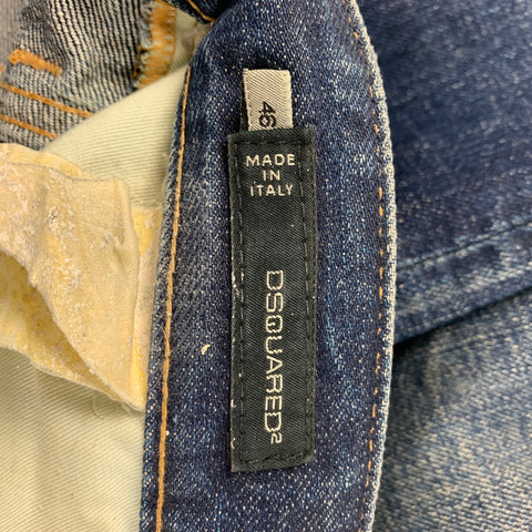 DSQUARED2 Size 30 Blue Distressed Straight Button Fly Jeans