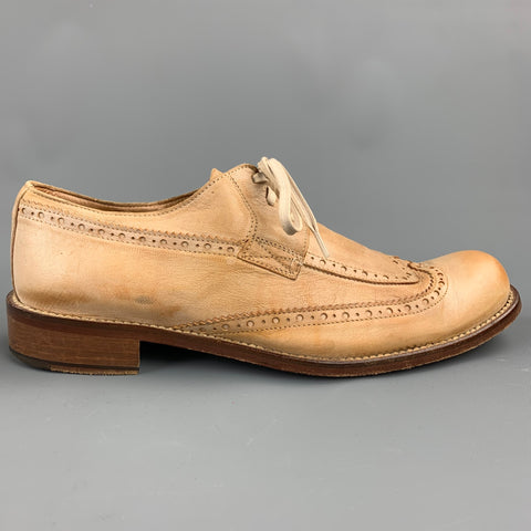 JOHN VARVATOS Size 8.5 Tan Perforated Leather Wingtip Lace Up Shoes