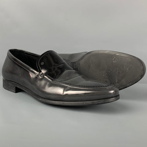 GIORGIO ARMANI Size 11 Charcoal Black Ombre Leather Slip On Loafers