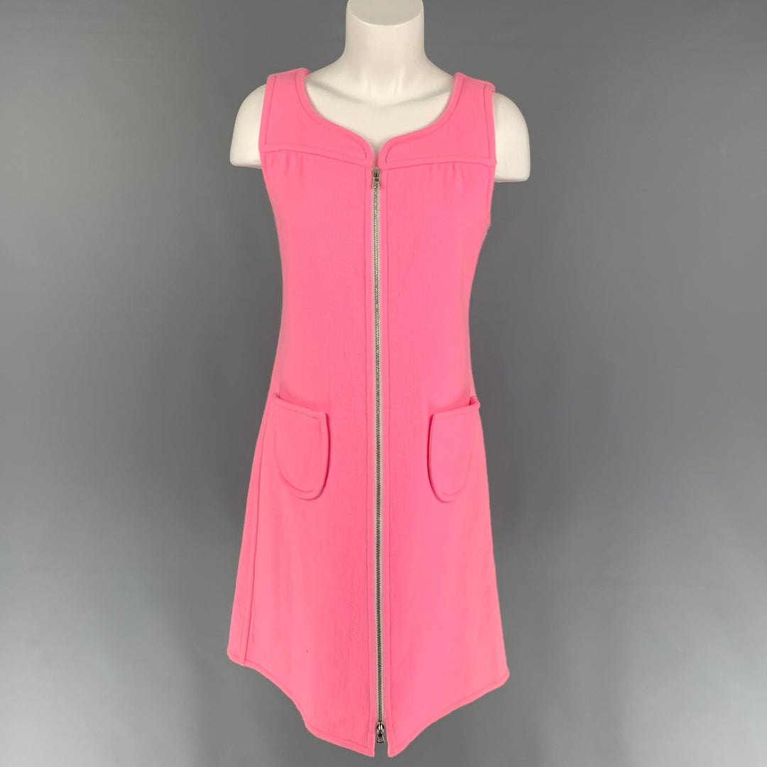 COURREGES Size L Pink Wool Angora Shift Dress