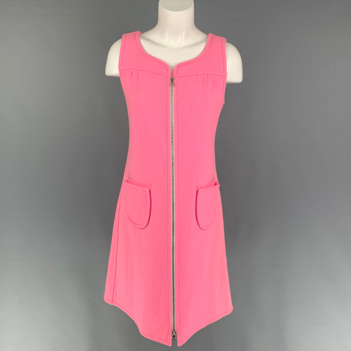 COURREGES Size L Pink Wool Angora Shift Dress