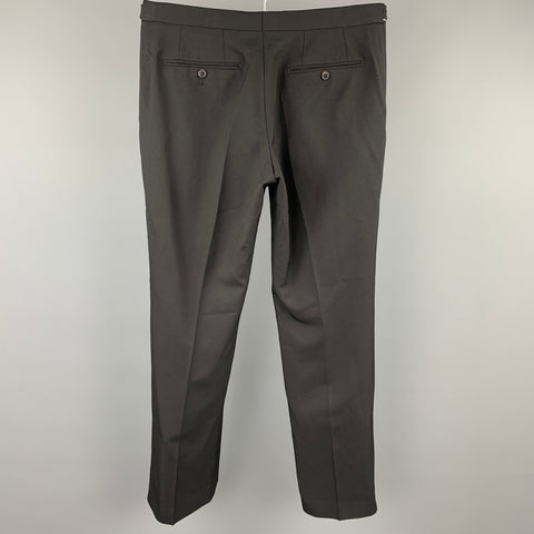 DRIES VAN NOTEN Size 34 Black & Silver Wool Zip Fly Dress Pants