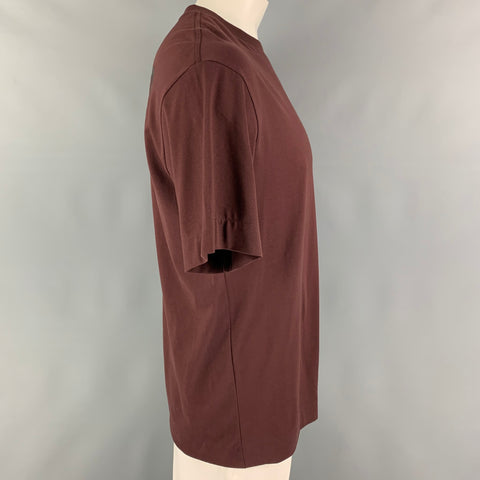 Y-3 Size L Brown Black Logo Cotton T-shirt