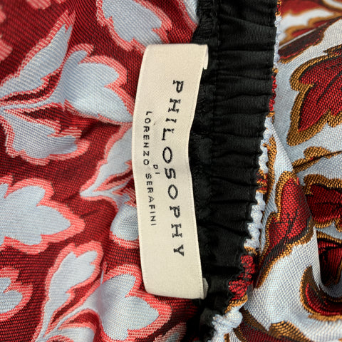 PHILOSOPHY di LORENZO SERAFINI Chemisier en polyester à feuilles jacquard bleu et rouille taille 2