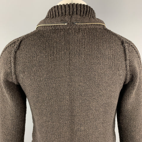 IMPERIAL Size M Brown Knitted Wool Blend High Collar Zip Up Jacket