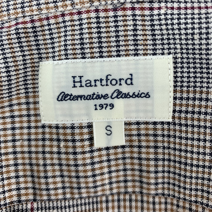 HARTFORD Size S White & Navy Glenplaid Cotton Button Up Long Sleeve Shirt