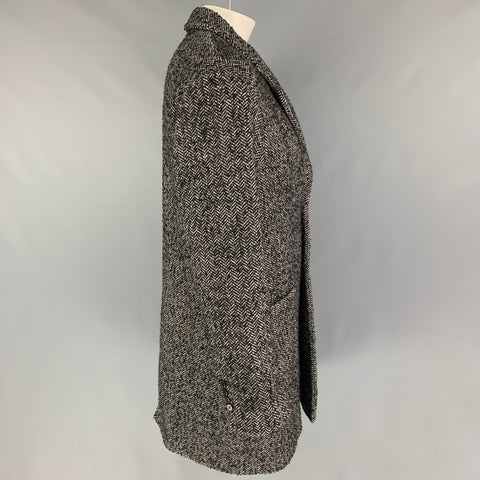 AMI by ALEXANDRE MATTIUSSI Size 38 Black White Herringbone Coat