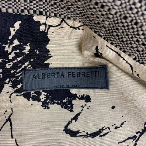 ALBERTA FERRETTI Size 6 Black & Beige Woven Wool Pencil Skirt-Suit