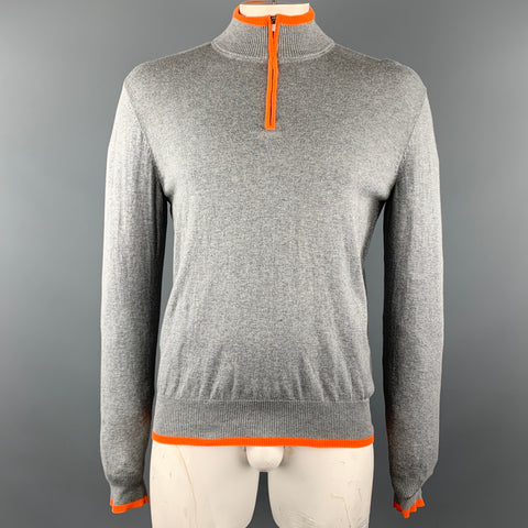 ROBERT GRAHAM Size L Gray Cotton / Cashmere Half Zip Pullover