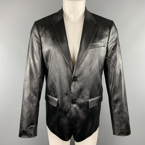 JUST CAVALLI Taille 40 Manteau de sport à revers cranté à imprimé animal métallisé